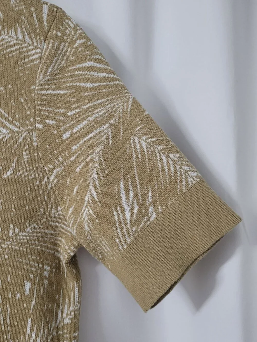 Michael Kors Palm Print Short Sleeve Knit Sweater